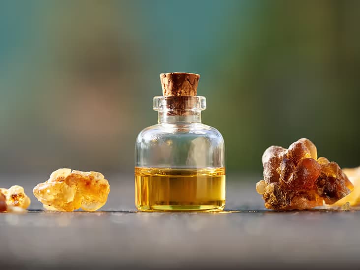 Bottle of shea and frankincense body oil